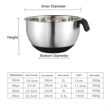 Stainless Steel Silicone Bottom Egg Beater Deepening and Stirring Household Whipped Cream Basin with Handle